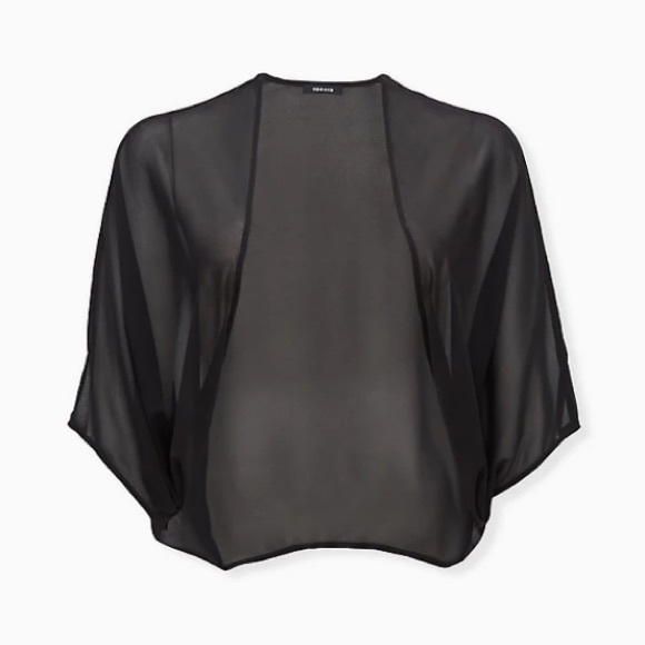 BLACK CHIFFON COCOON KIMONO - Picture 4 of 5